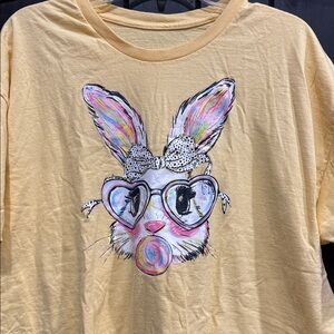 Charming Yellow Bunny Tee with Glasses